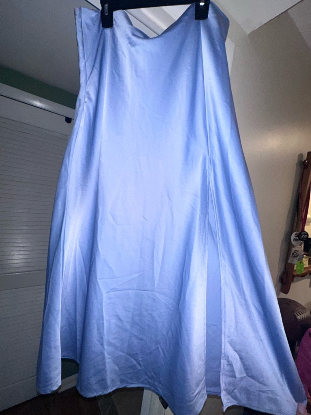 Light Blue Satin A-Line Skirt